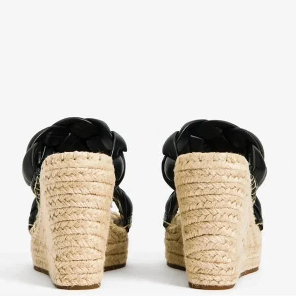 Kenneth Cole New York OLIVIA BRAIDED BLACK OPEN TOE WEDGE SANDALS - Picture 7 of 7